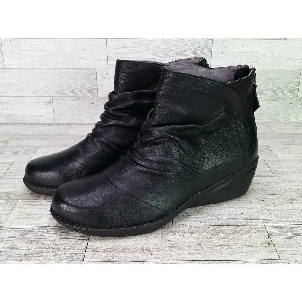 Womens Dansko Arisa Nappa Black Wedge Ankle Boots EU 39 Size 8.5-9 Shoes Booties